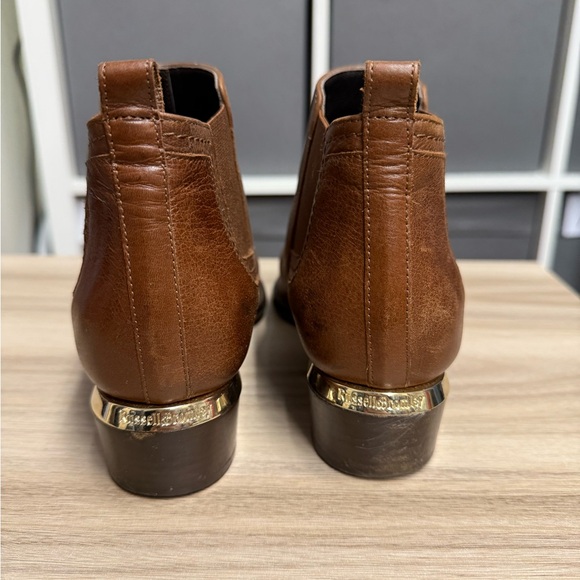 Russell & Bromley Italian Brown 38.5 Leather Gold Chelsea Ankle Boots - Picture 2 of 5